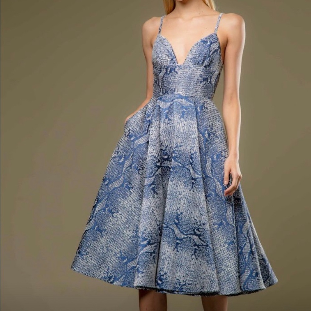 Sau Lee Mia A-Line Midi Dress. Dark Blue. (Pics Coming)